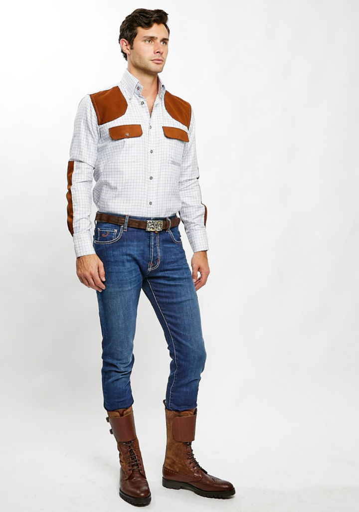JD Field Shirt in Blue/Brown Plaid