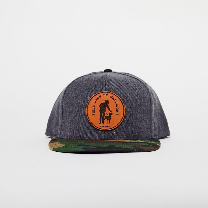 FIeld Shop Sporting Cap in Grey with Camouflage Bill