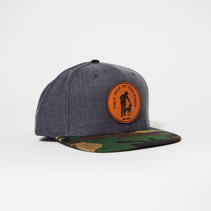 FIeld Shop Sporting Cap in Grey with Camouflage Bill